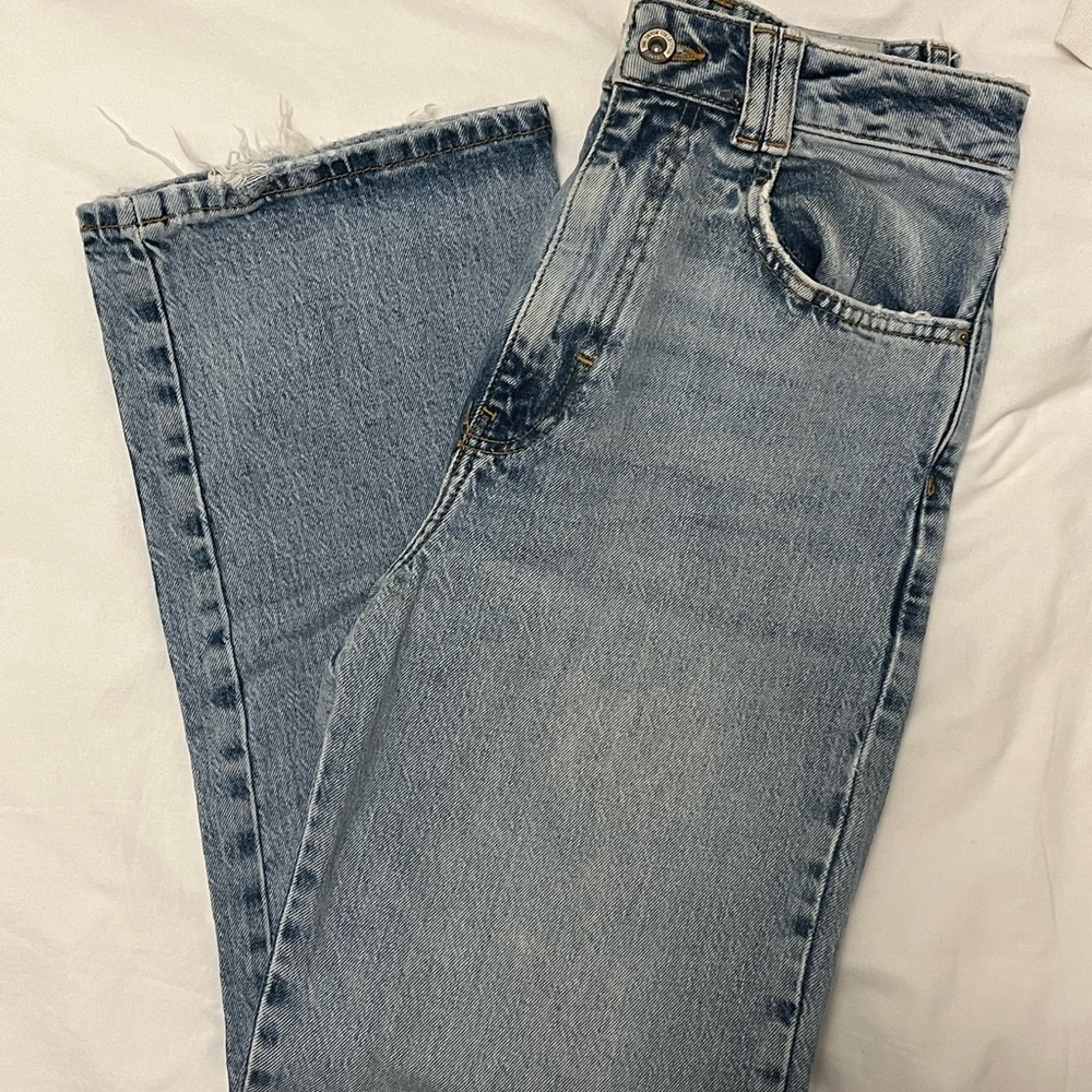 Zara straight leg light blue jeans